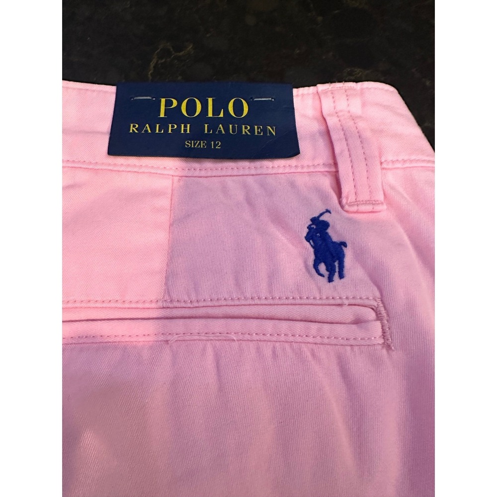 Polo Ralph Lauren Womens Pink Chino Pants Size 12 Straight Leg Blue Pony Logo